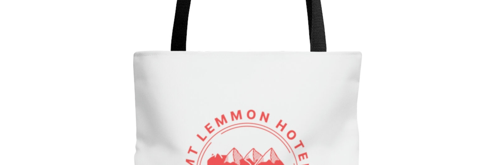 Mt Lemmon Hotel AOP Tote Bag red logo image